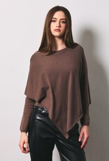 Asymmetrical Cape Overlay Long Sleeve Knit Sweater