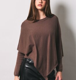 Asymmetrical Cape Overlay Long Sleeve Knit Sweater