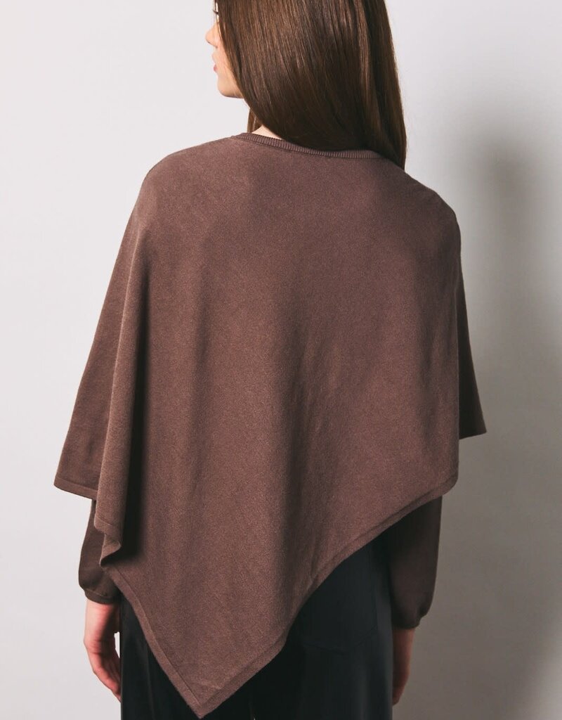 Asymmetrical Cape Overlay Long Sleeve Knit Sweater
