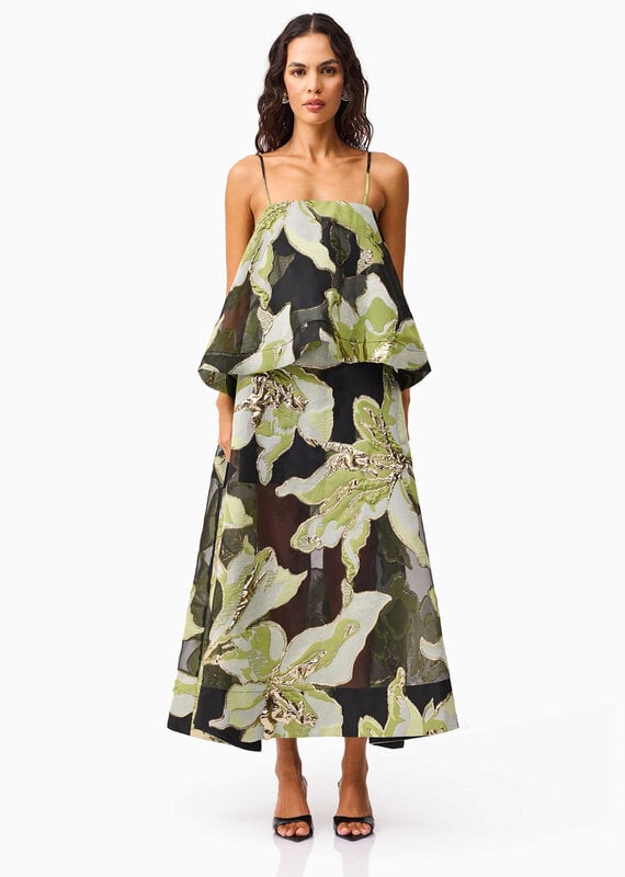 Elliatt Elysia Floral Jacquard Tiered Maxi Dress Gown