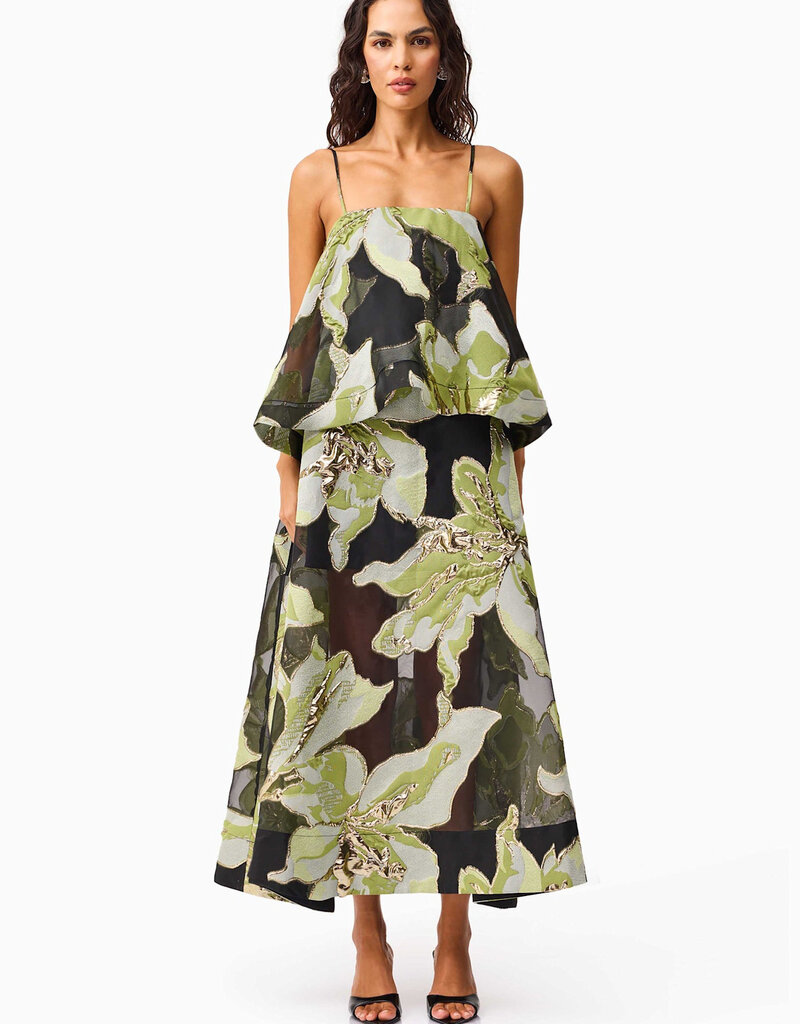 Elliatt Elysia Floral Jacquard Tiered Maxi Dress Gown