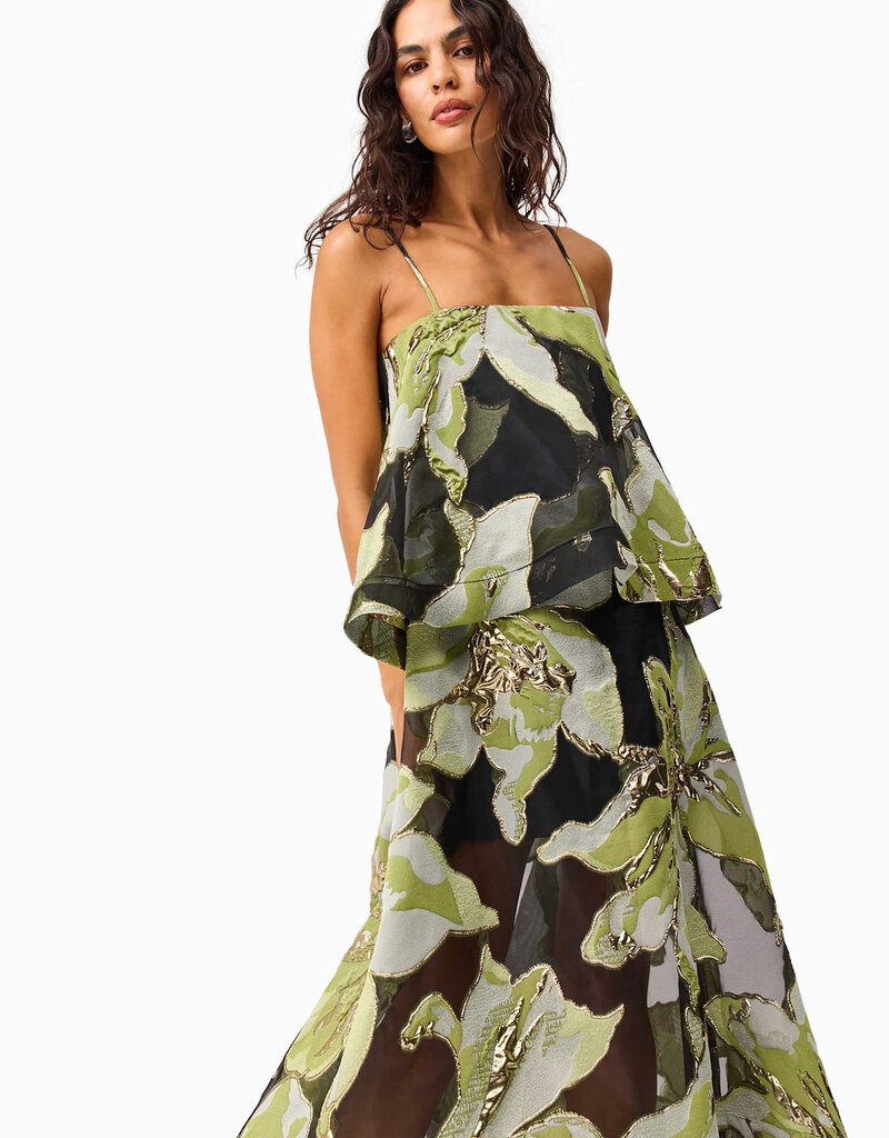 Elliatt Elysia Floral Jacquard Tiered Maxi Dress Gown
