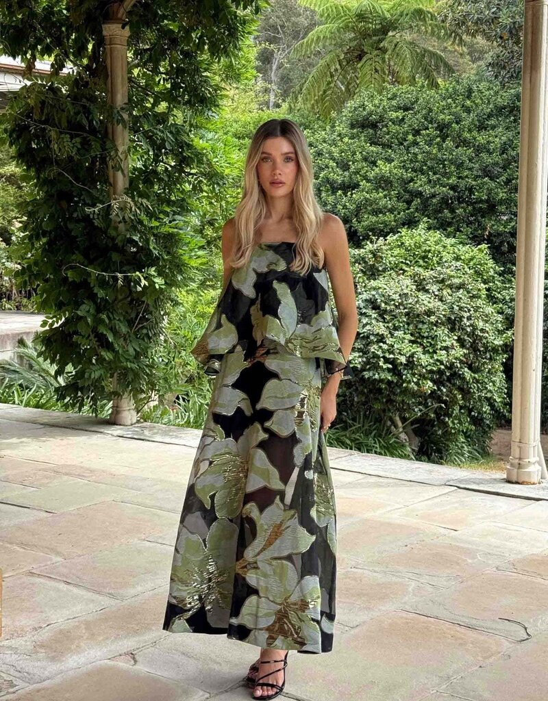 Elliatt Elysia Floral Jacquard Tiered Maxi Dress Gown