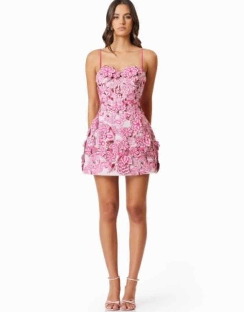 Elliatt Roseate 3D Floral Lace Strapless Mini Dress