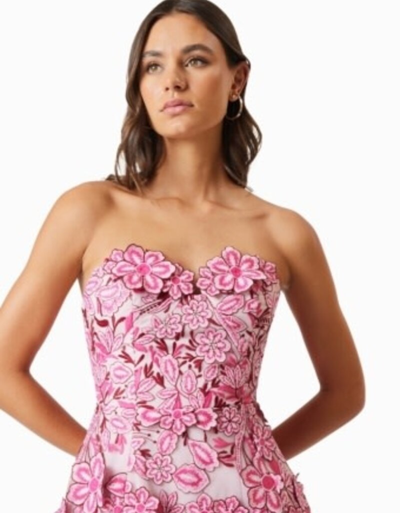 Elliatt Roseate 3D Floral Lace Strapless Mini Dress