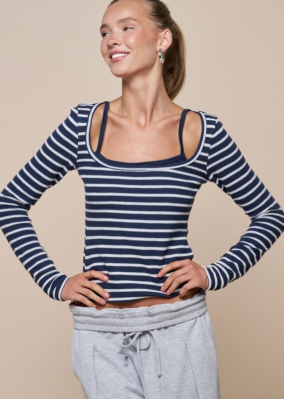 Stripe Long Sleeve Layered Top