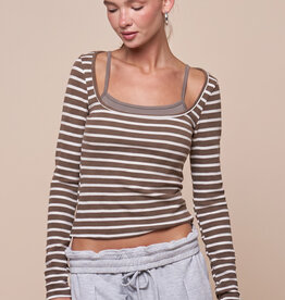 Stripe Long Sleeve Layered Top