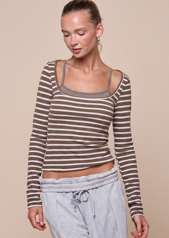 Stripe Long Sleeve Layered Top