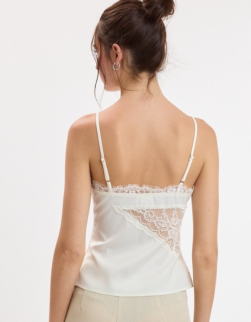 Devon Satin Lace Trim Cami Top