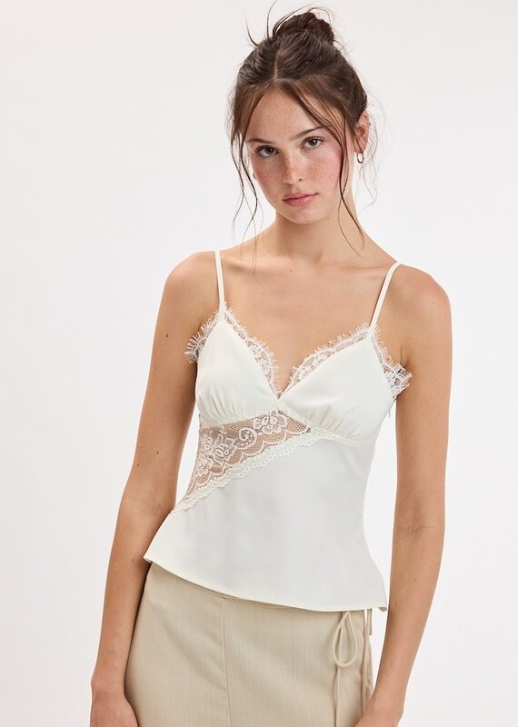 Devon Satin Lace Trim Cami Top