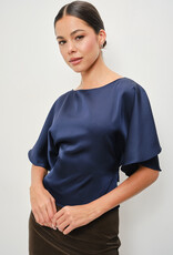 Satin Flutter Sleeve Tie Back Top