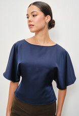 Satin Flutter Sleeve Tie Back Top