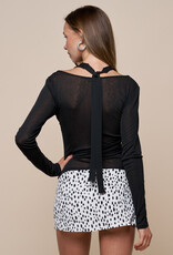 Layered Sheer Halter Long Sleeve Top