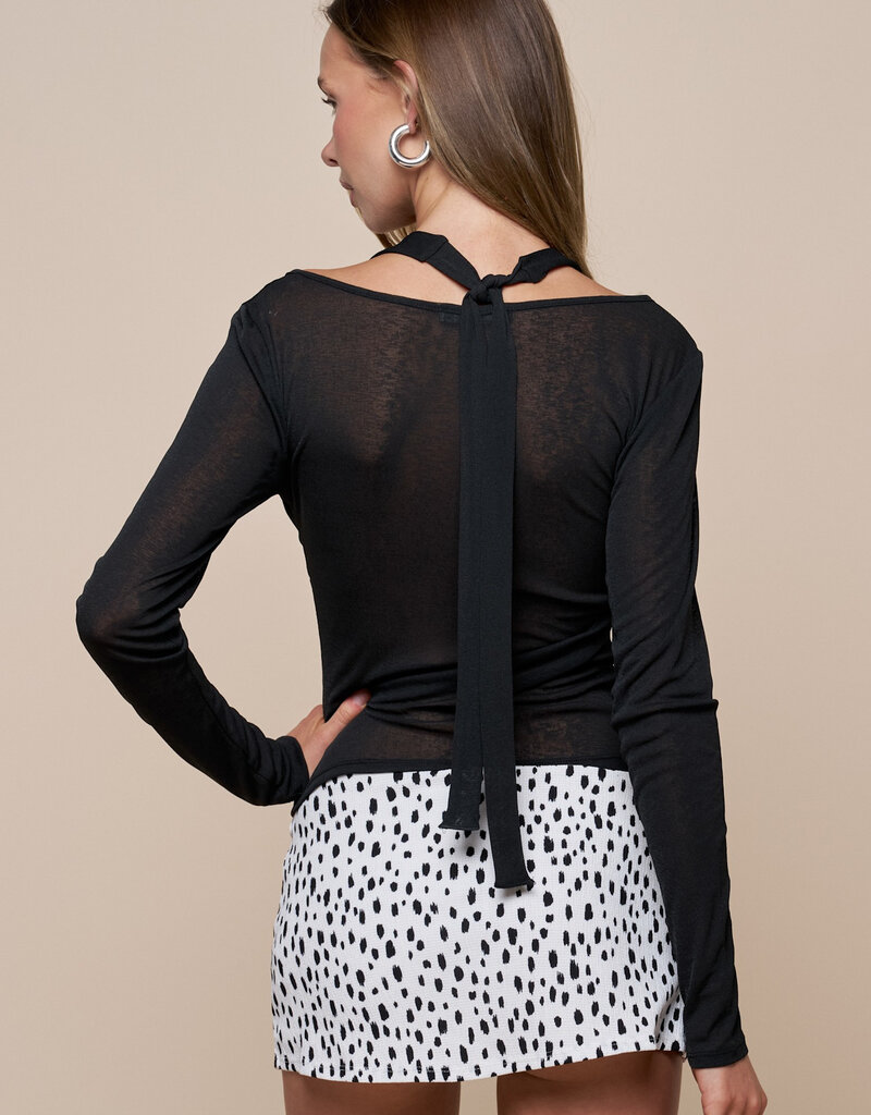 Layered Sheer Halter Long Sleeve Top