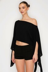 Shea Sheer One Shoulder Drape Crop Top