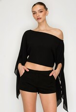 Shea Sheer One Shoulder Drape Crop Top
