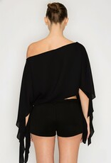 Shea Sheer One Shoulder Drape Crop Top