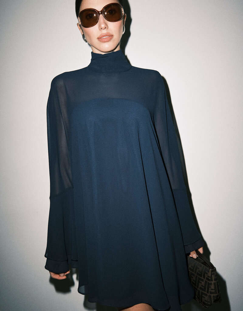 Emily Mock Neck Cape Mini Dress