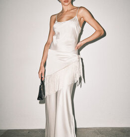 Fringe Scarf Maxi Slip Dress