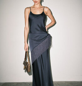 Fringe Scarf Maxi Slip Dress