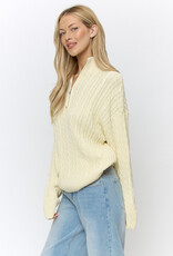 Cable Stitch Quarter Zip Cotton Sweater