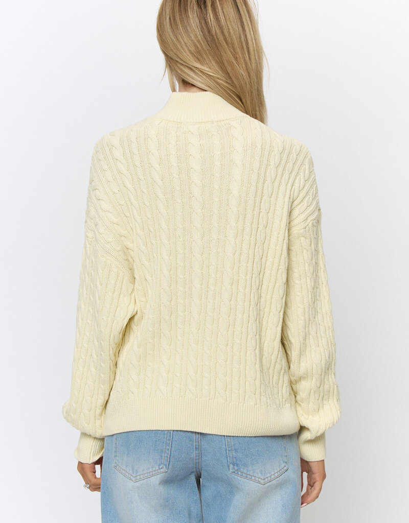 Cable Stitch Quarter Zip Cotton Sweater