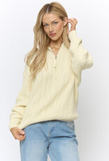 Cable Stitch Quarter Zip Cotton Sweater