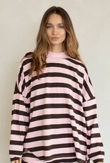Mock Neck Striped Oversized Long Sleeve Top
