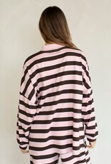 Mock Neck Striped Oversized Long Sleeve Top