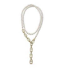 Bennett Pearl Horse Bit Chain Lariat Necklace