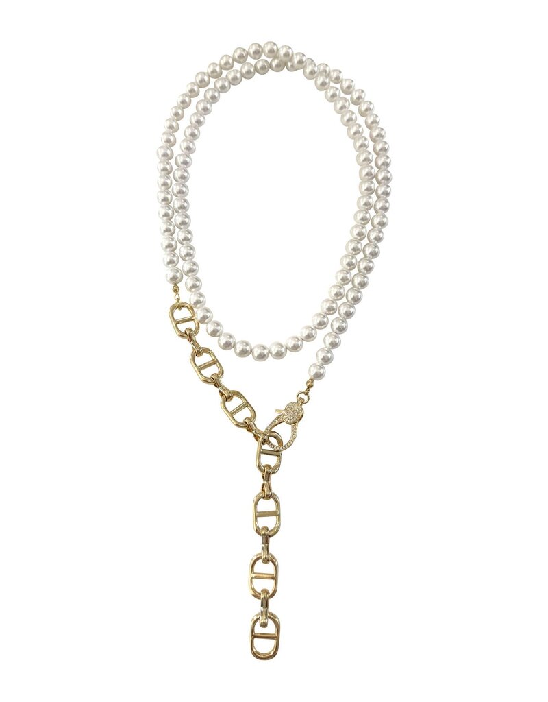 Bennett Pearl Horse Bit Chain Lariat Necklace