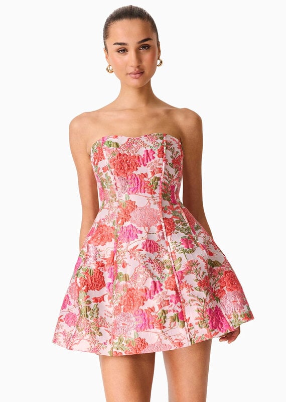 Elliatt Floralie Jacquard Strapless Mini Dress