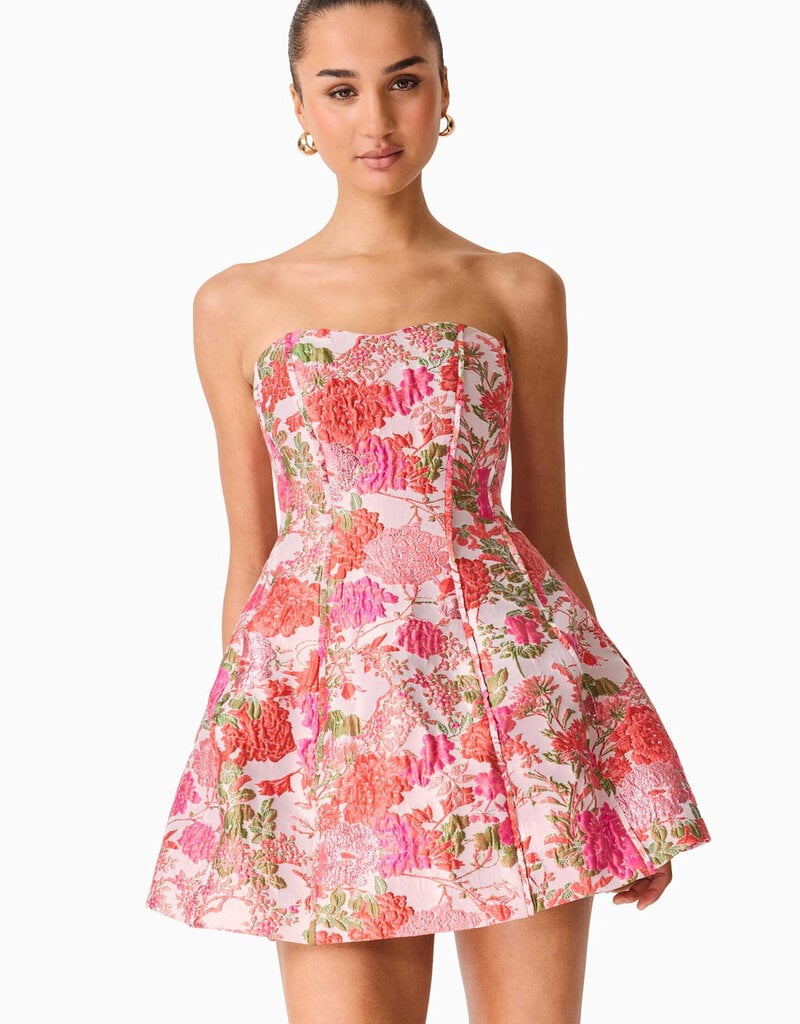 Elliatt Floralie Jacquard Strapless Mini Dress