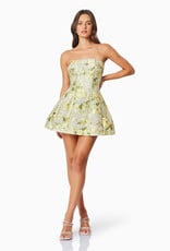 Elliatt Darner Floral Jacquard Strapless Mini Dress