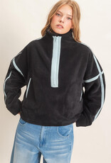Pierce Contrast Trim Half Zip Sherpa Pullover