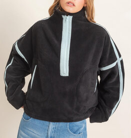 Pierce Contrast Trim Half Zip Sherpa Pullover