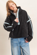Pierce Contrast Trim Half Zip Sherpa Pullover