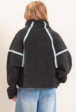 Pierce Contrast Trim Half Zip Sherpa Pullover