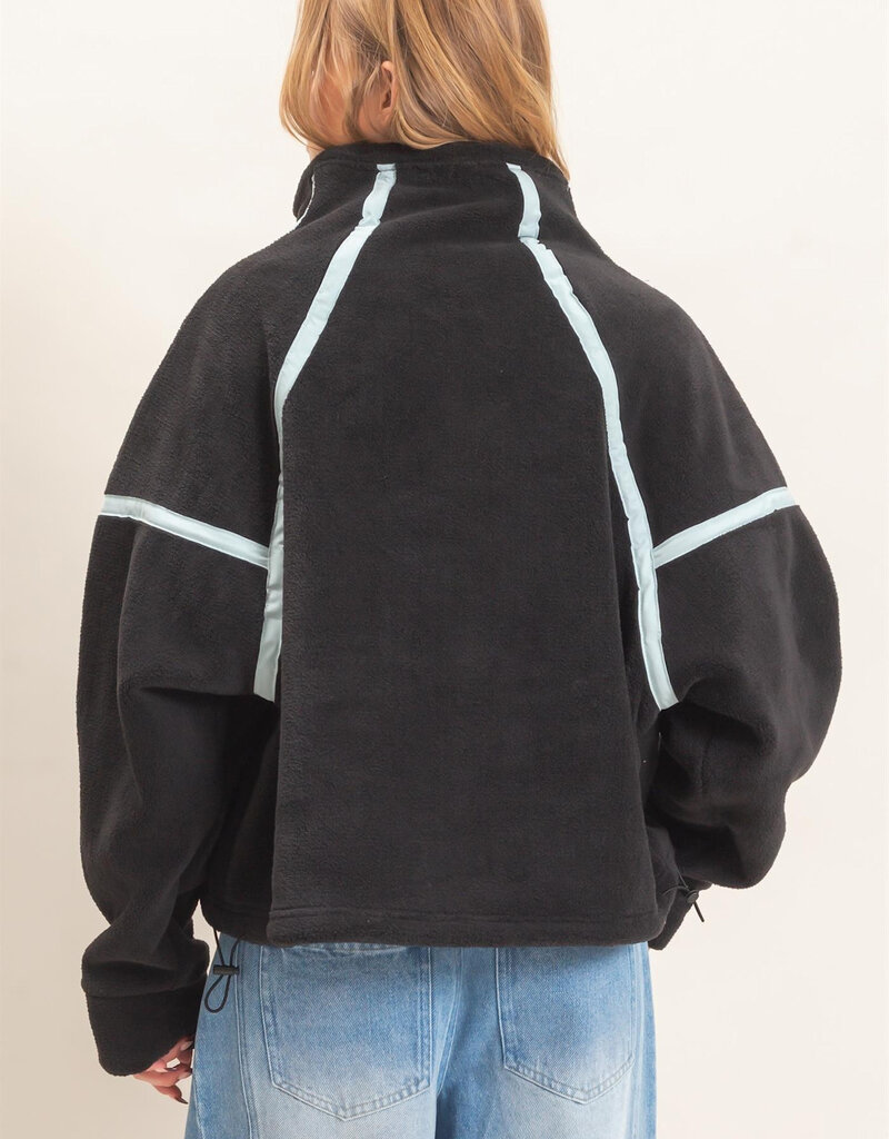 Pierce Contrast Trim Half Zip Sherpa Pullover