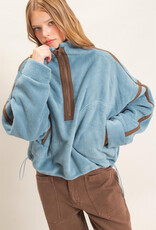 Pierce Contrast Trim Half Zip Sherpa Pullover