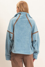 Pierce Contrast Trim Half Zip Sherpa Pullover