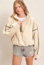 Pierce Contrast Trim Half Zip Sherpa Pullover