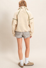 Pierce Contrast Trim Half Zip Sherpa Pullover