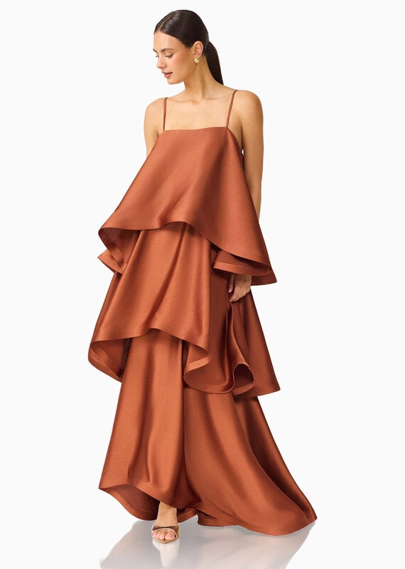 Elliatt Tilly Tiered Textured Satin Maxi Dress