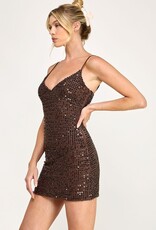 Serena Sequin Beaded Cami Strap Mini Dress