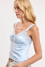 Sagel Satin Wide Lace Strap Cami Top