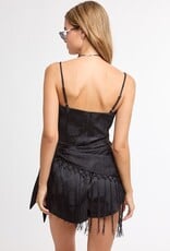 Sophie Floral Jacquard Fringe Waist Wrap Romper