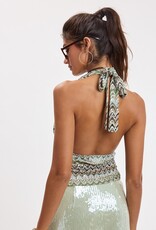Nyla Sequin Chevron Halter Top