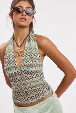 Nyla Sequin Chevron Halter Top