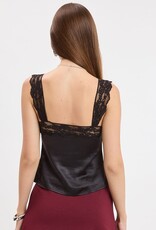 Sagel Satin Wide Lace Strap Cami Top
